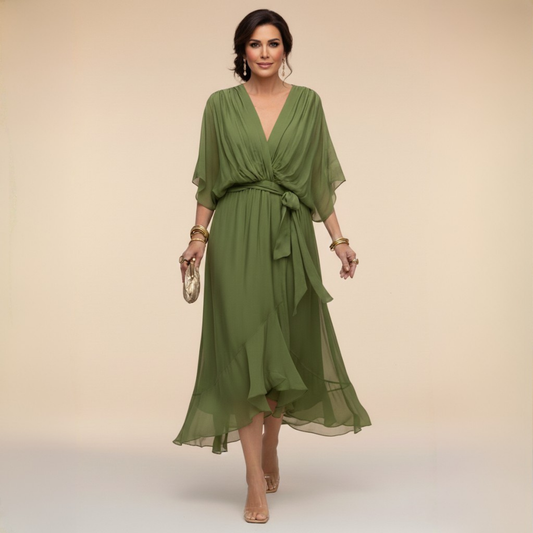 LA SCINTILLA | Vestido de chifón con escote en V