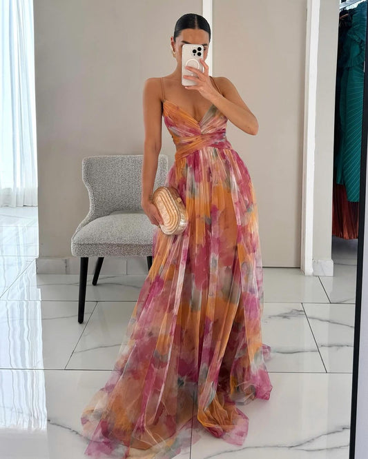 LA SCINTILLA | Vestido maxi con diseño floral elegante