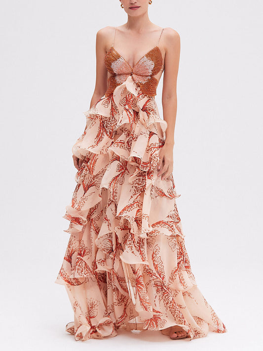 LA SCINTILLA | Vestido maxi con lazo distintivo