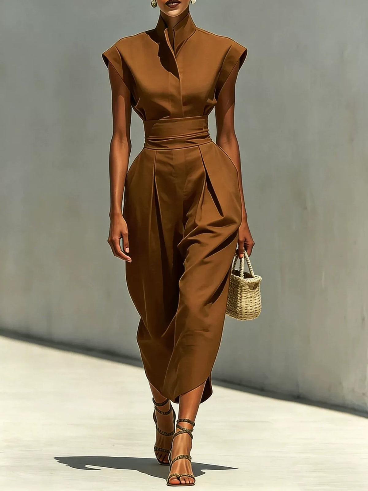 AURELIA | Vestido Midi con Cintura Drapeada