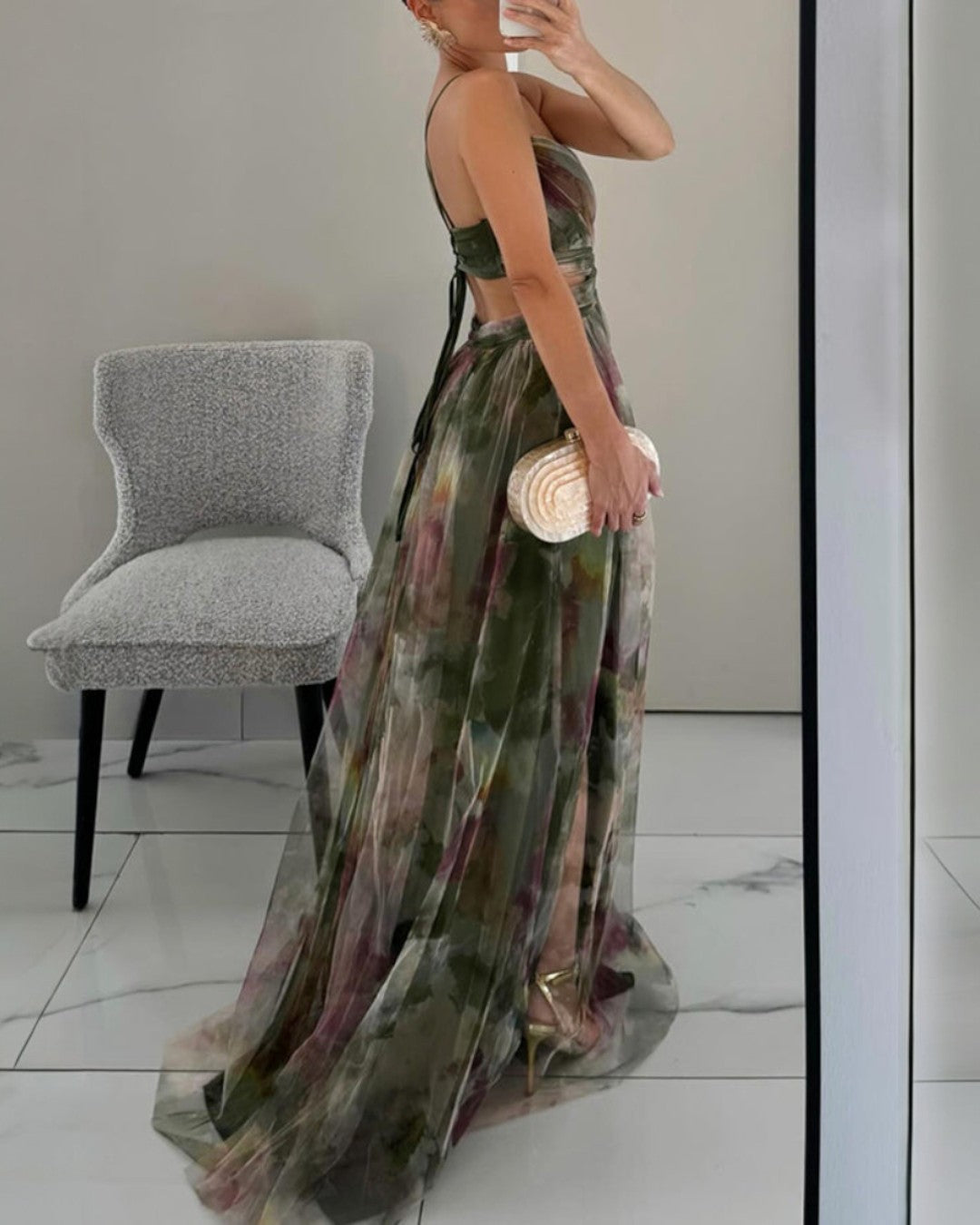 LA SCINTILLA | Vestido maxi con diseño floral elegante