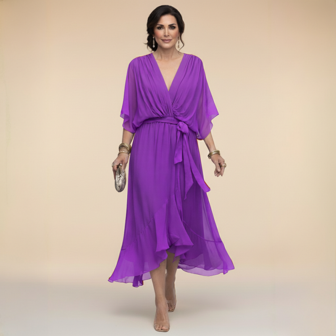 LA SCINTILLA | Vestido de chifón con escote en V