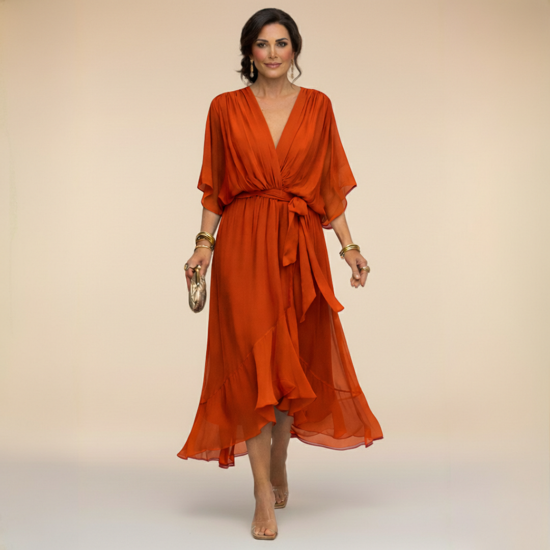 LA SCINTILLA | Vestido de chifón con escote en V