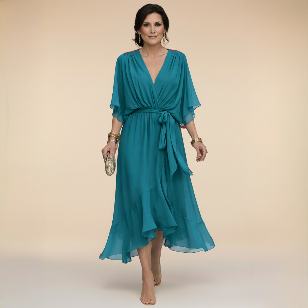 LA SCINTILLA | Vestido de chifón con escote en V