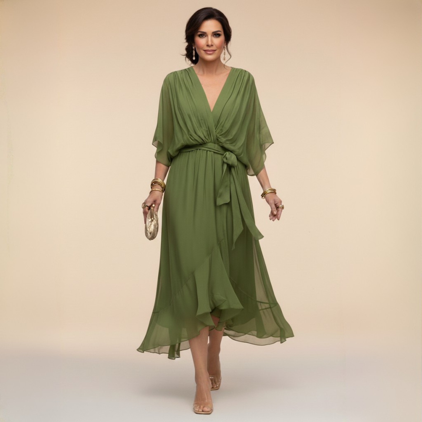 LA SCINTILLA | Vestido de chifón con escote en V