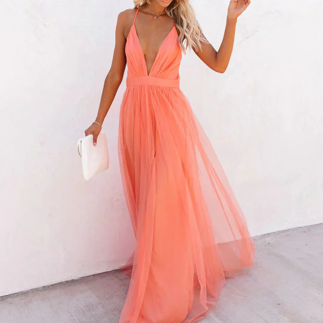 LA SCINTILLA | Vestido maxi Luz Coral