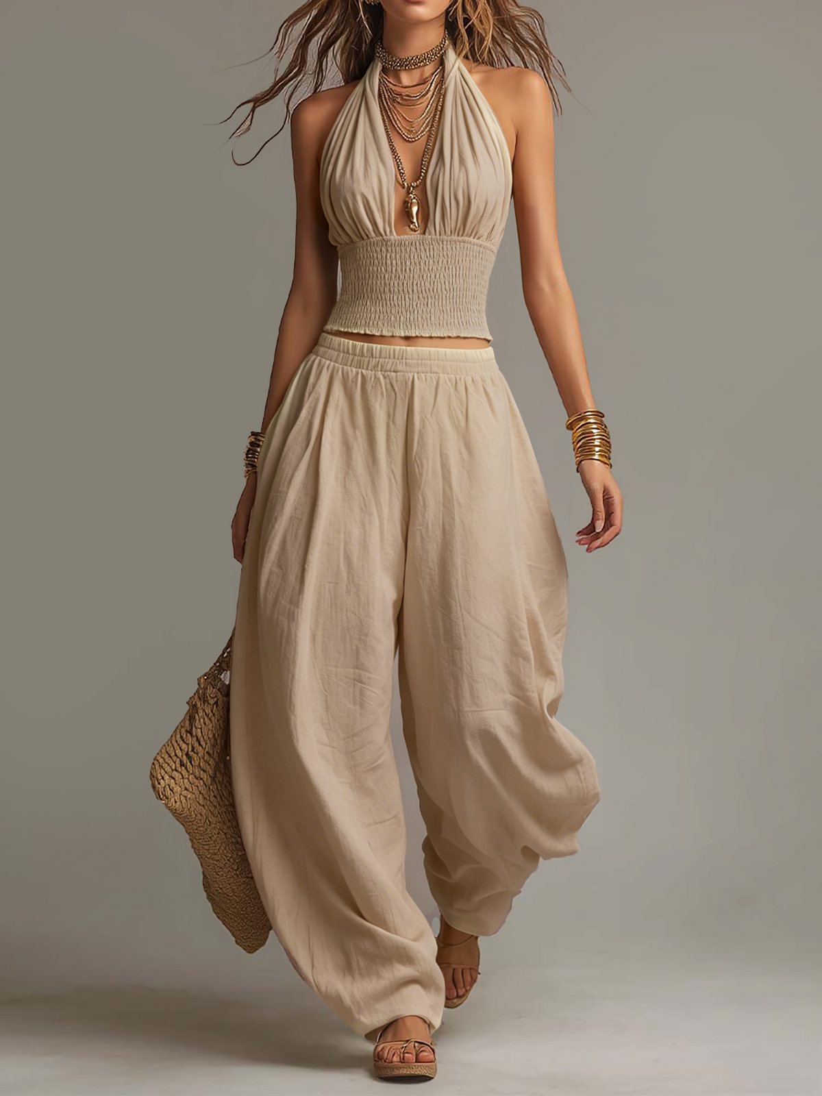 SANDRA · Conjunto de dos piezas estilo harem bohemio