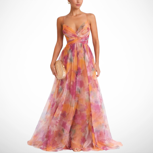 LA SCINTILLA | Vestido maxi con diseño floral elegante