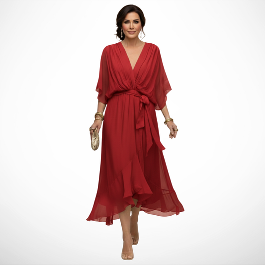 LA SCINTILLA | Vestido de chifón con escote en V