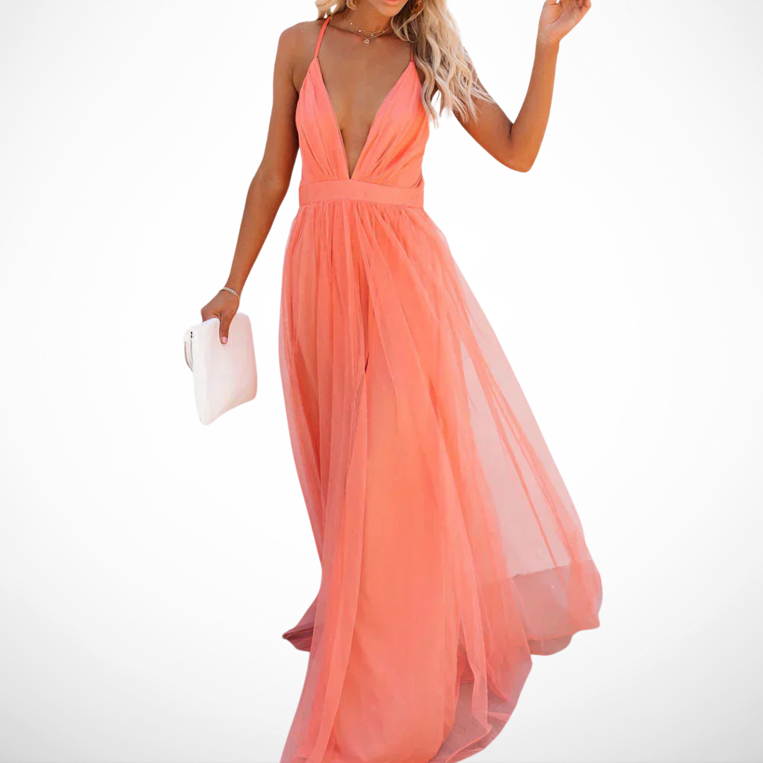 LA SCINTILLA | Vestido maxi Luz Coral