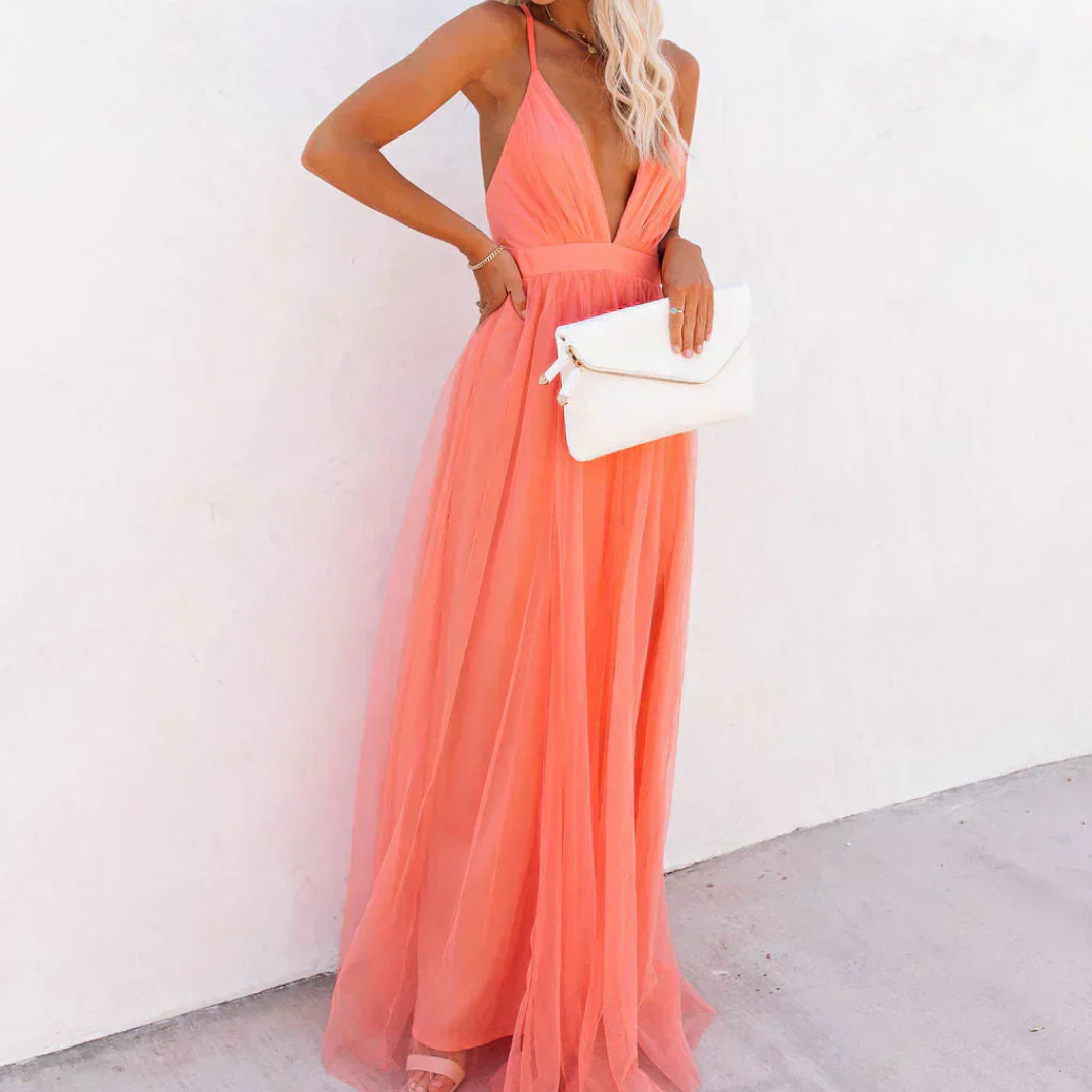 LA SCINTILLA | Vestido maxi Luz Coral