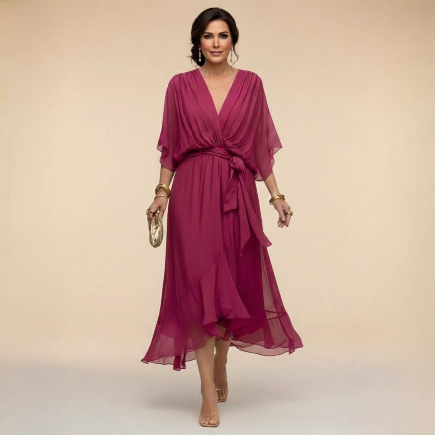 LA SCINTILLA | Vestido de chifón con escote en V