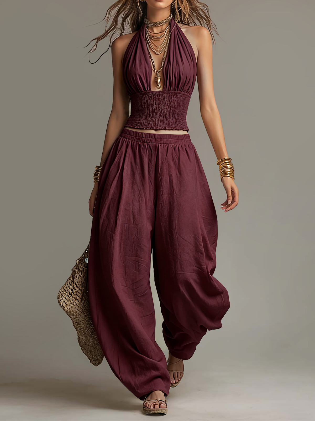 SANDRA · Conjunto de dos piezas estilo harem bohemio