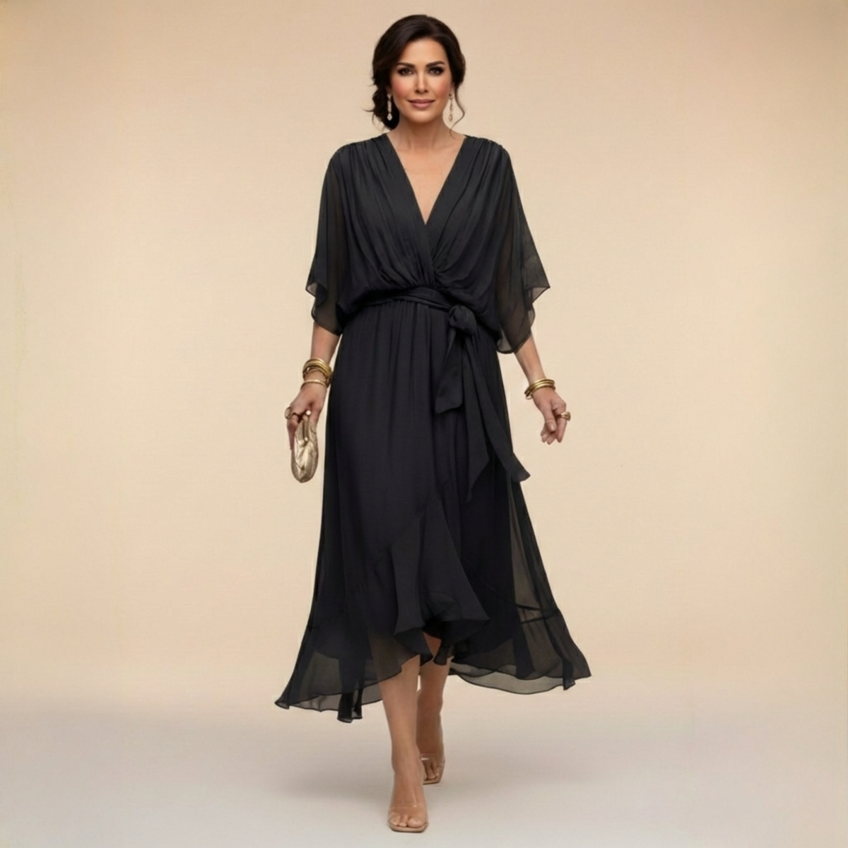 LA SCINTILLA | Vestido de chifón con escote en V