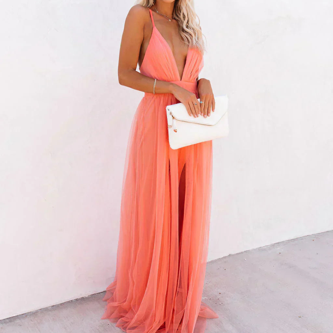 LA SCINTILLA | Vestido maxi Luz Coral