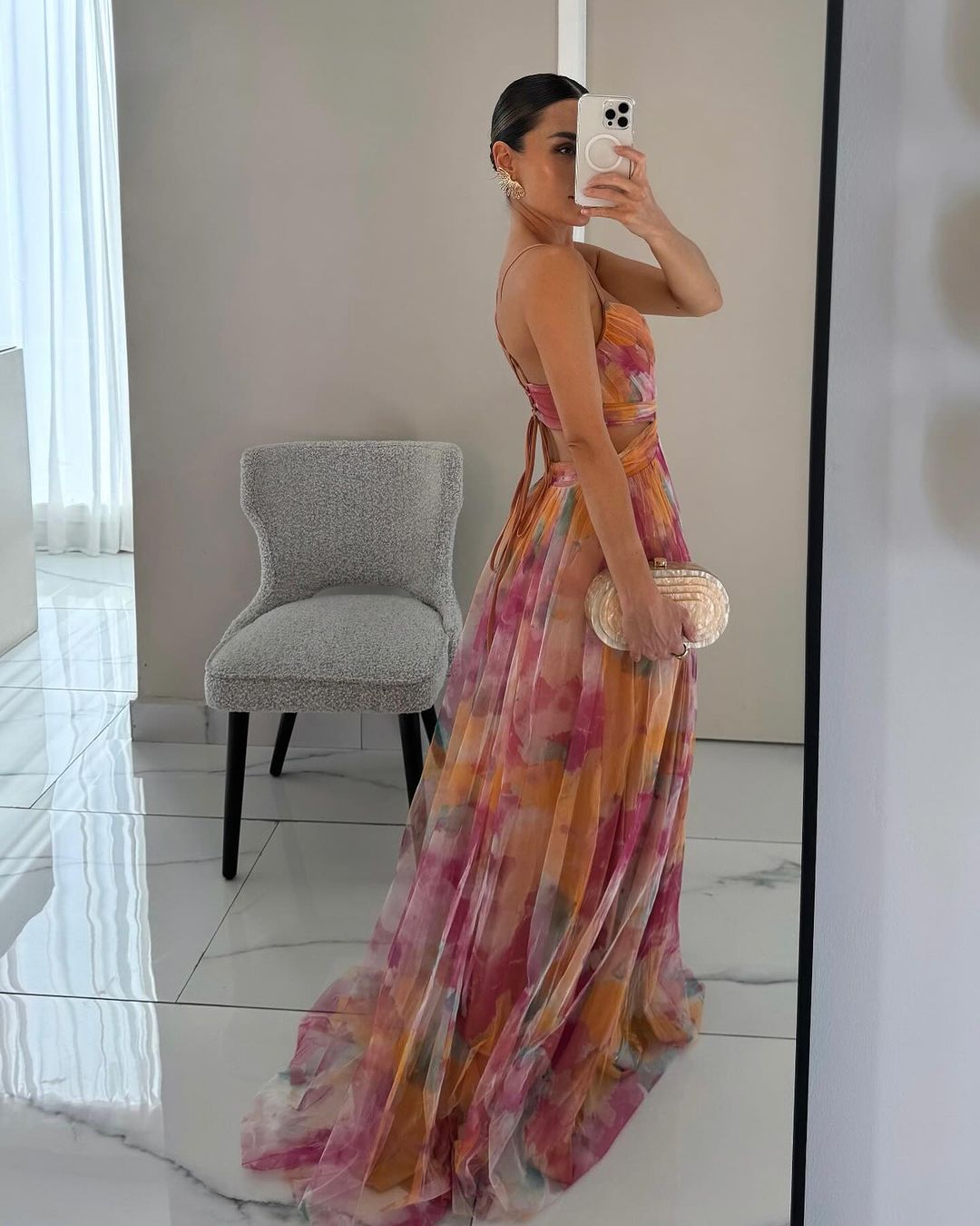 LA SCINTILLA | Vestido maxi con diseño floral elegante