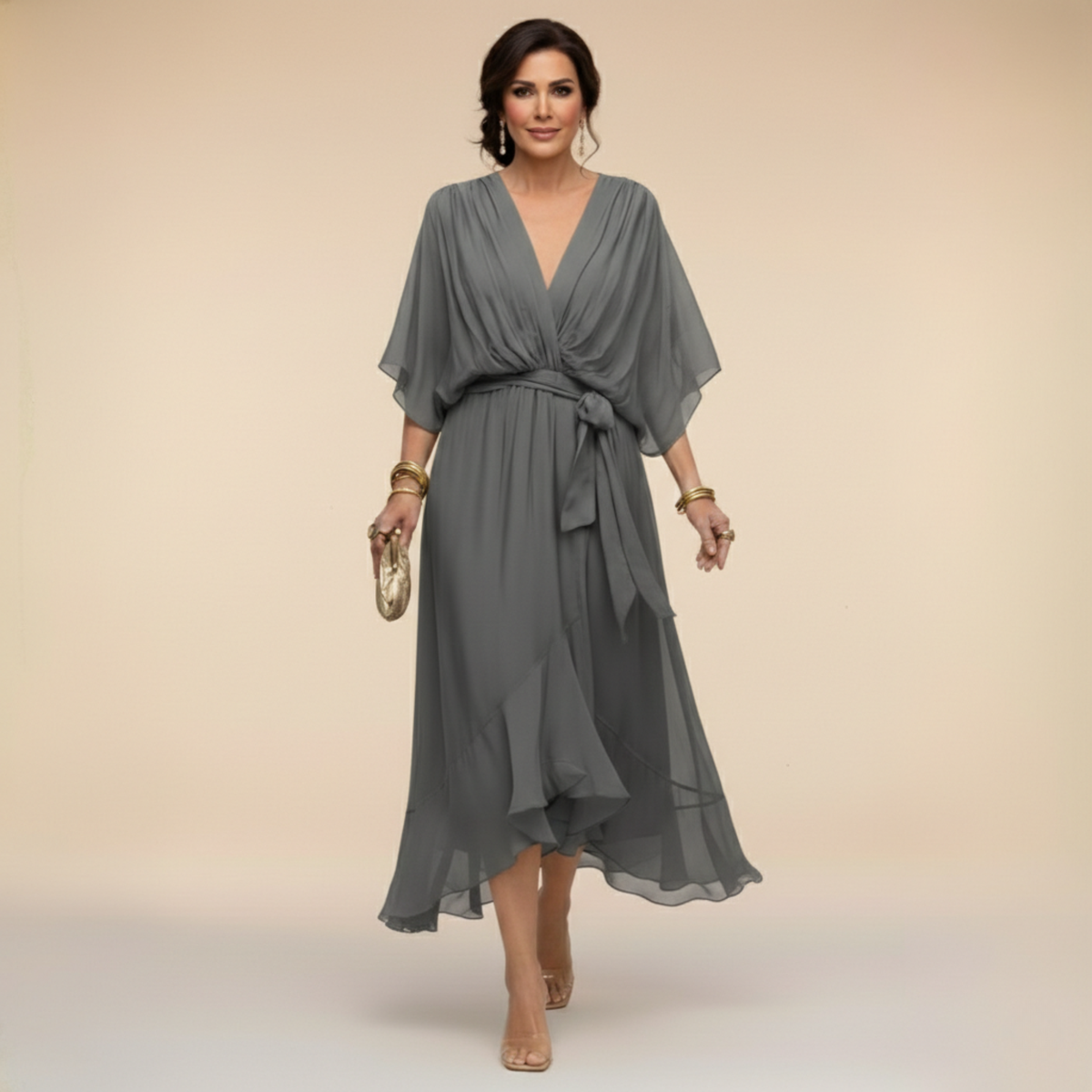 LA SCINTILLA | Vestido de chifón con escote en V