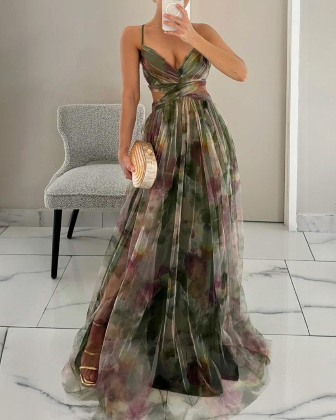 LA SCINTILLA | Vestido maxi con diseño floral elegante