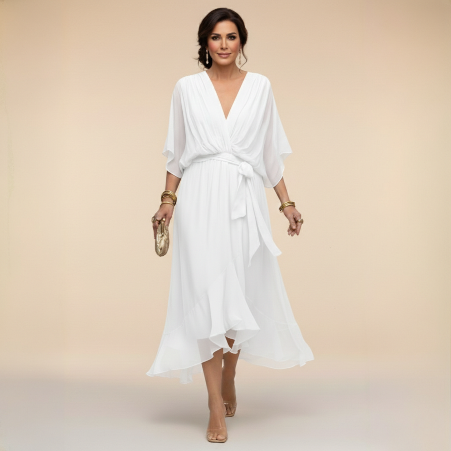 LA SCINTILLA | Vestido de chifón con escote en V