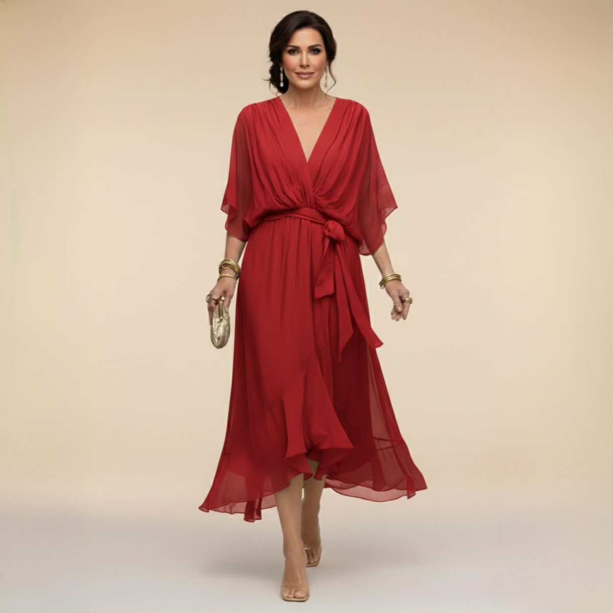 LA SCINTILLA | Vestido de chifón con escote en V