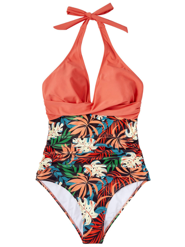 CORAL | Traje de baño entero moldeador coral tropical
