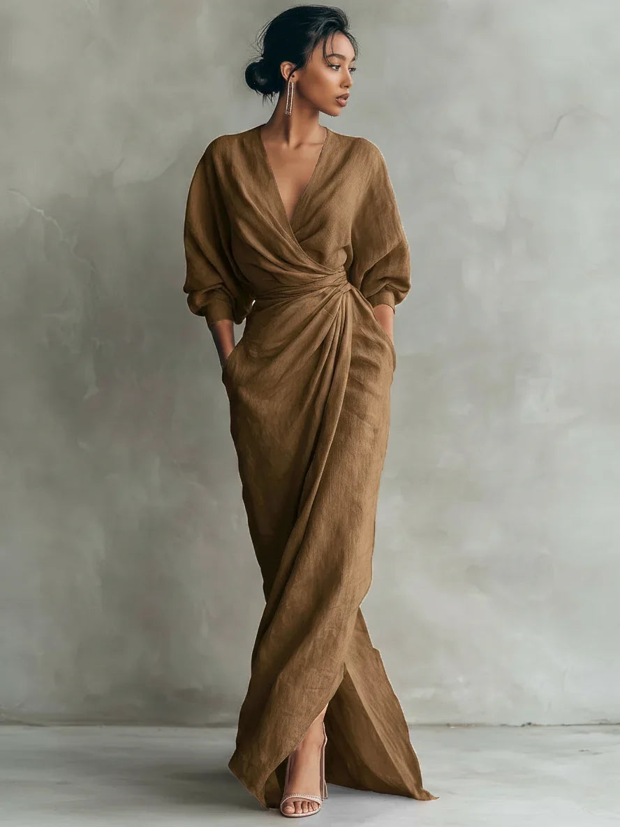 Lorena Vestido Maxi con Escote en V
