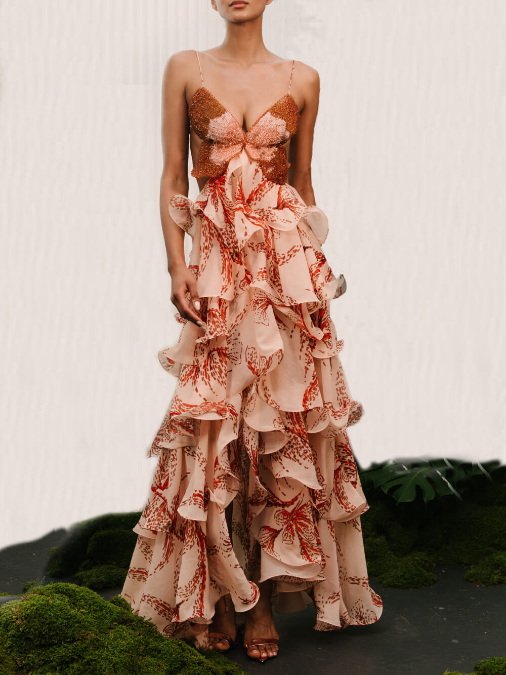 LA SCINTILLA | Vestido maxi con lazo distintivo