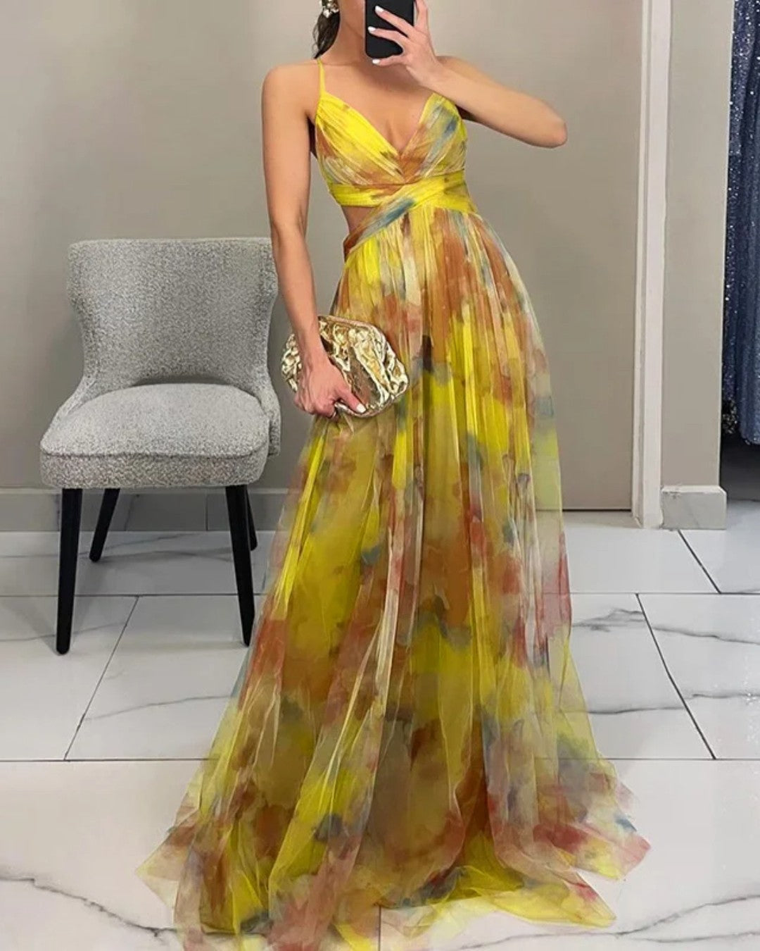 LA SCINTILLA | Vestido maxi con diseño floral elegante