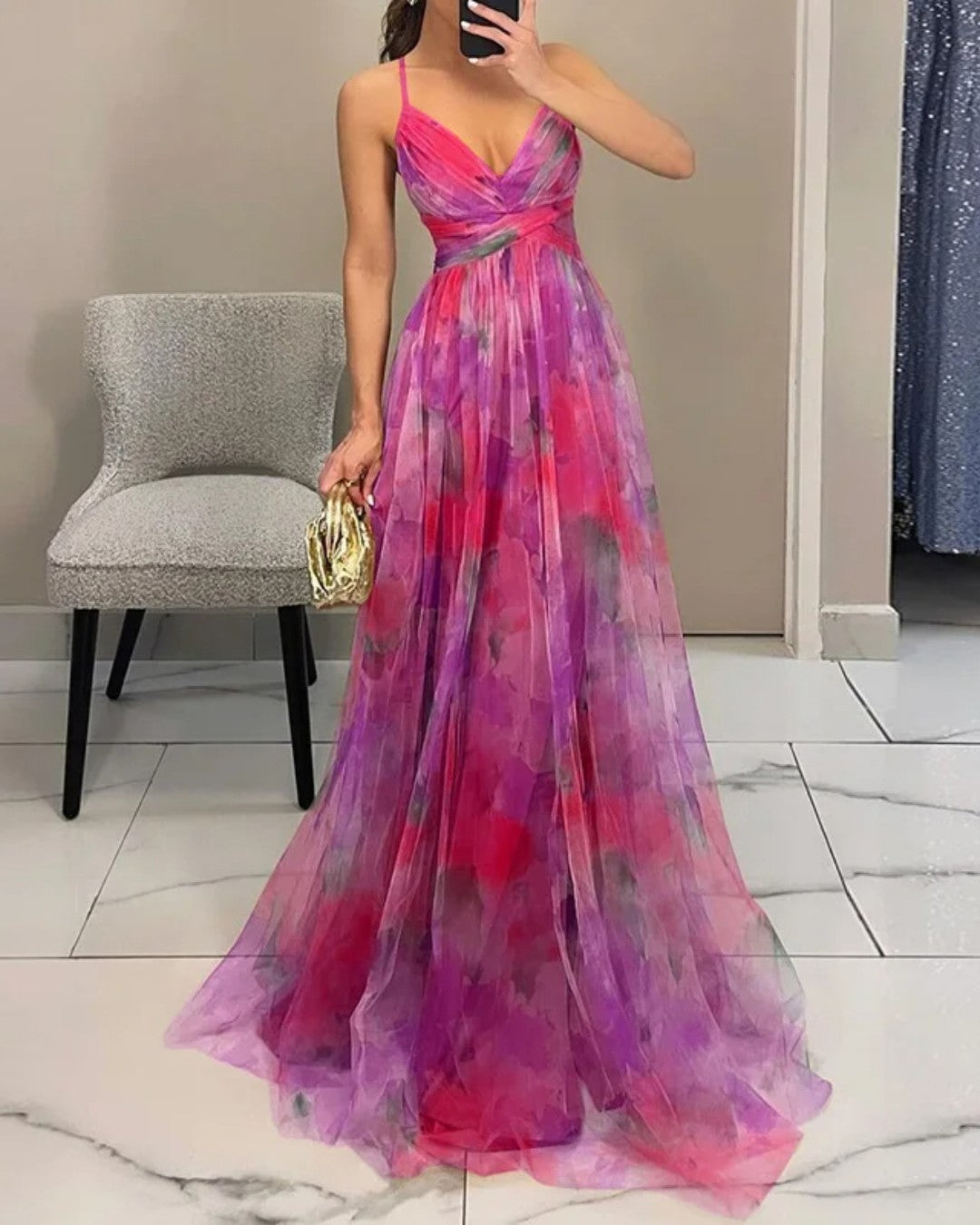 LA SCINTILLA | Vestido maxi con diseño floral elegante