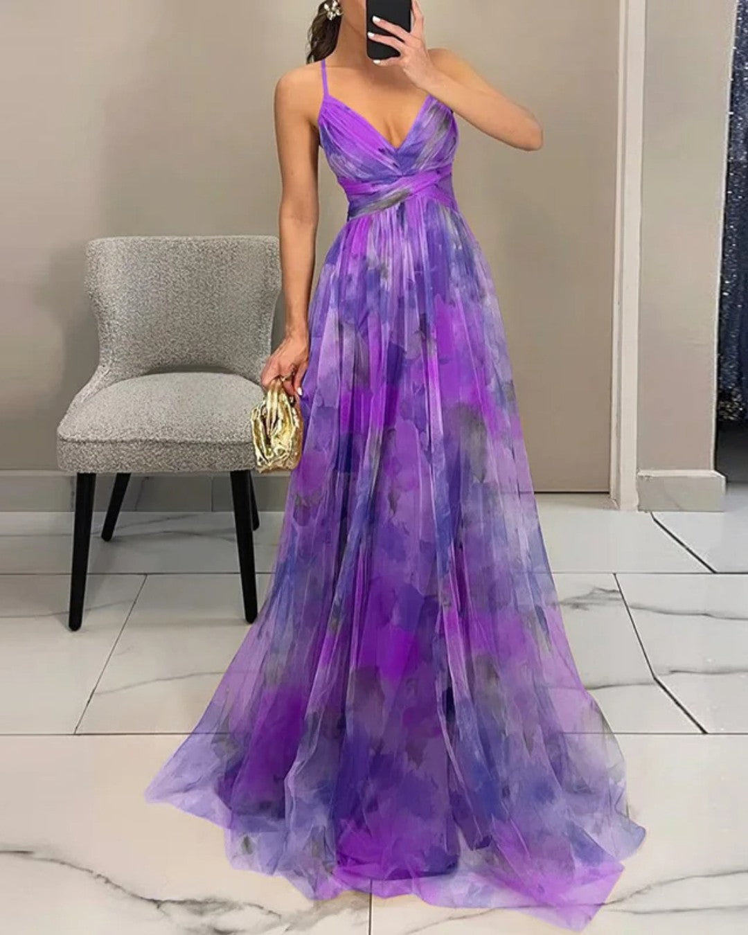 LA SCINTILLA | Vestido maxi con diseño floral elegante