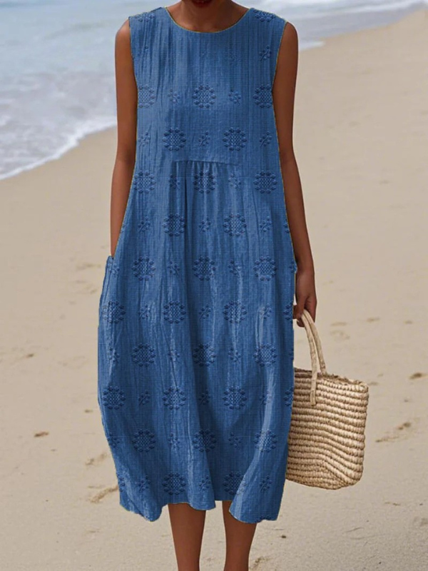 NAYETH™ | Vestido Midi de Verano Diario Azul