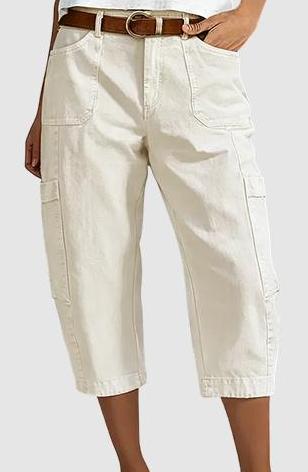 Pantalones Cargo Capri Casuales para Mujer - Pantalones 3/4 con Muchos Bolsillos, Perfectos para el Dia a Dia, Viajes y Verano