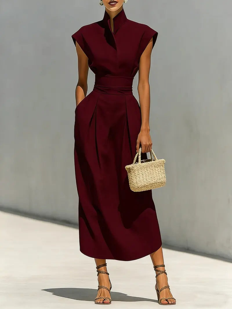 AURELIA | Vestido Midi con Cintura Drapeada
