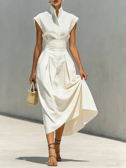 AURELIA | Vestido Midi con Cintura Drapeada