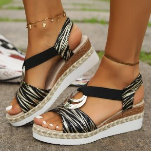Sandalias cómodas ergonómicas con tacón compensado