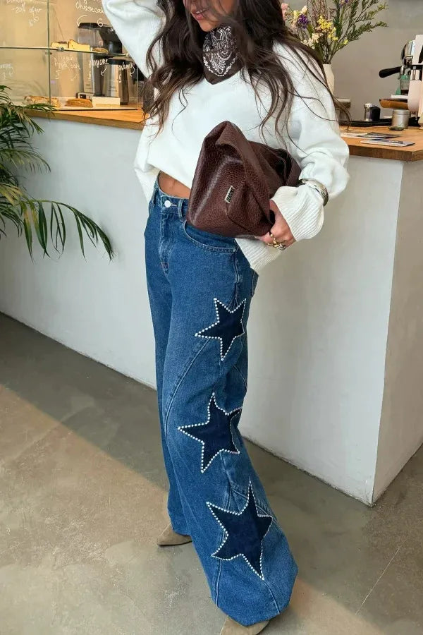 MEGAN | Vaqueros de Pierna Ancha con Estrellas