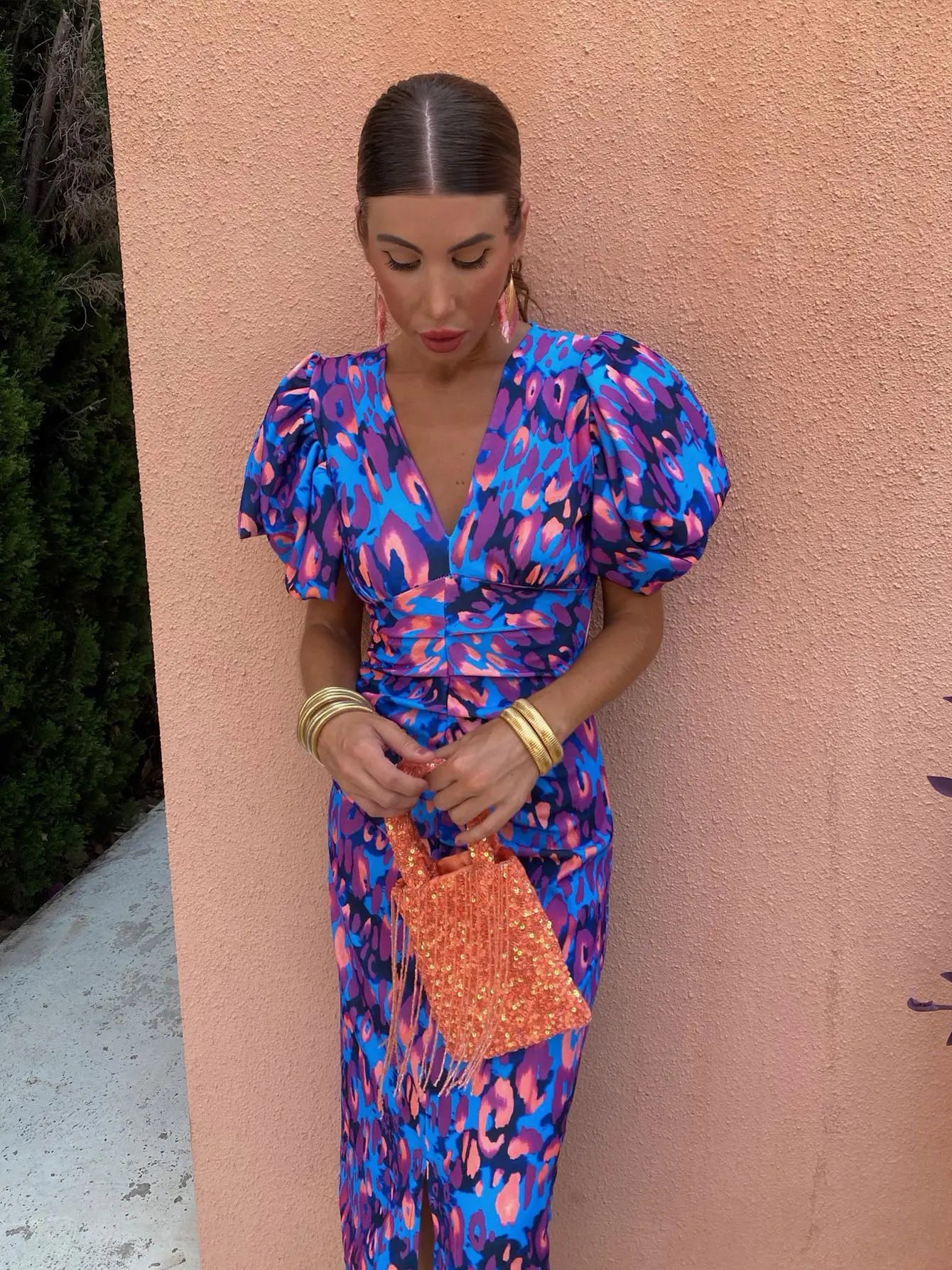 DENISE | Vestido Midi con Mangas Abullonadas