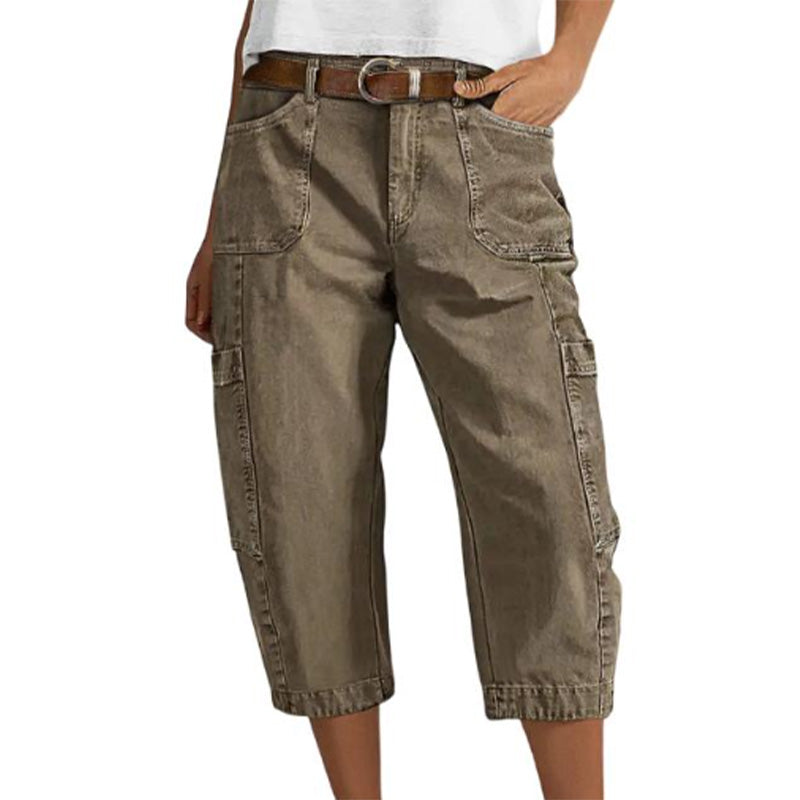 Pantalones Cargo Capri Casuales para Mujer - Pantalones 3/4 con Muchos Bolsillos, Perfectos para el Dia a Dia, Viajes y Verano